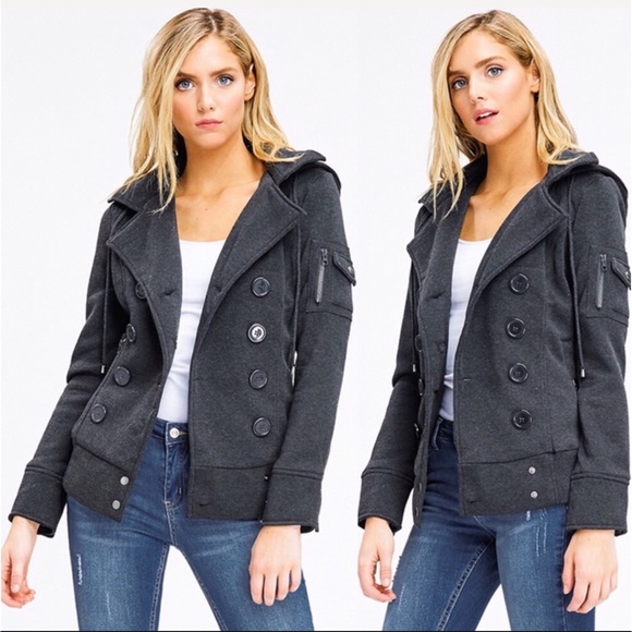 October Love Jackets & Blazers - Charcoal Fleece Lined Hooded Jacket